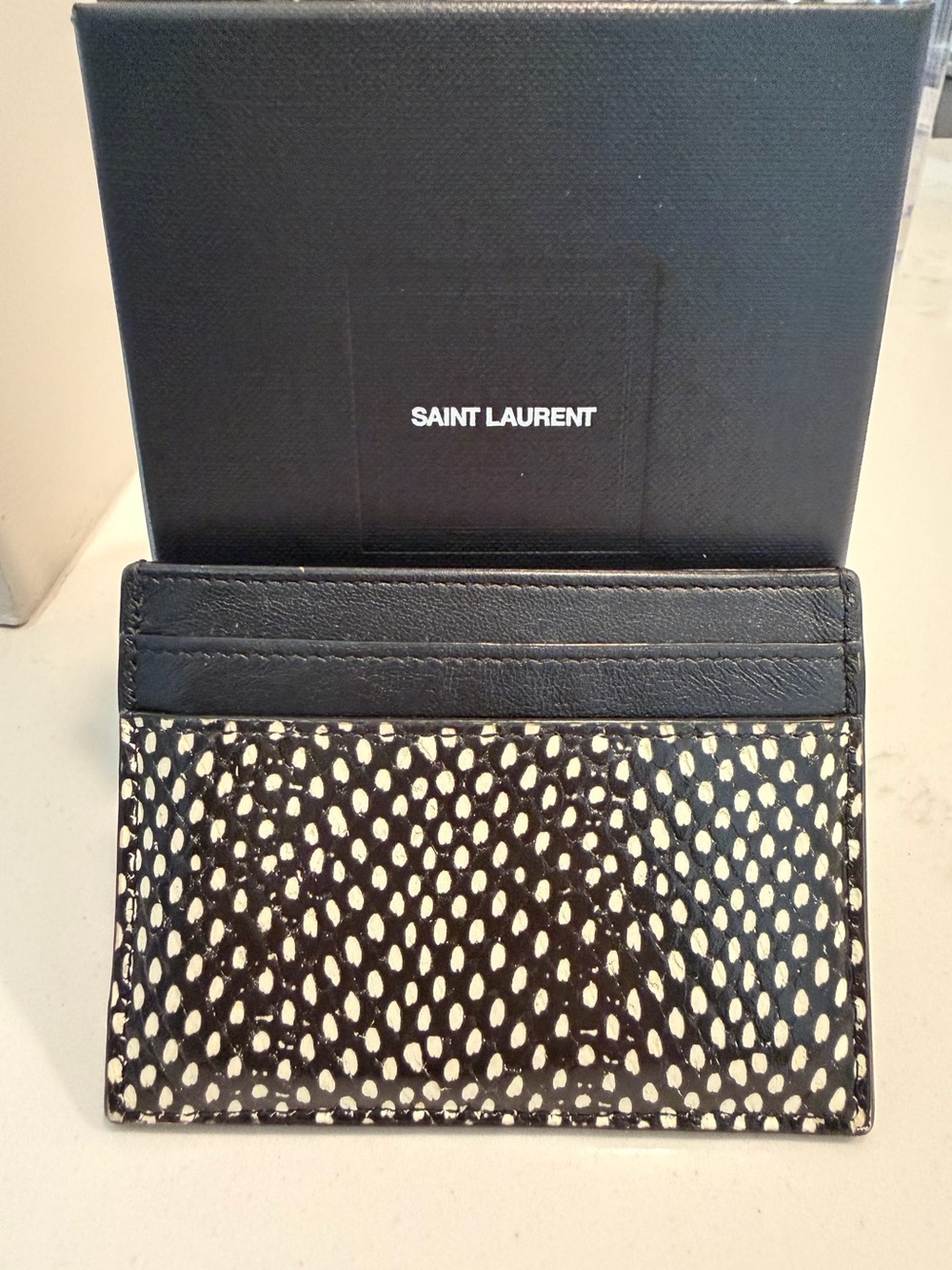 YSL Saint Laurent Python Embossed Card Case RARE - Picture 3 of 6